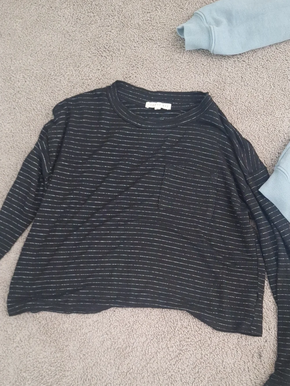 Copper Key Black Top with Silver Stripes